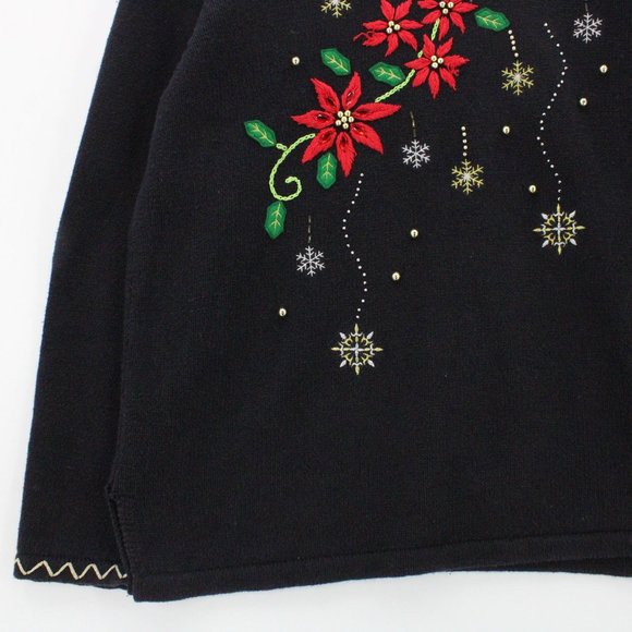 Holiday Editions Christmas Sweater Women Black Pullover Knit Long Sleeve Size XL - Picture 4 of 9
